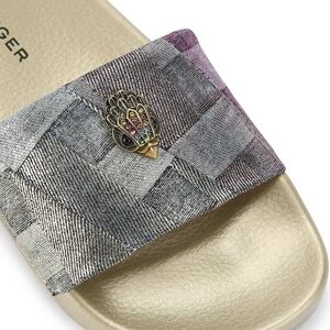 Kurt Geiger Multicolor Patchwork Slippers with Gold Base